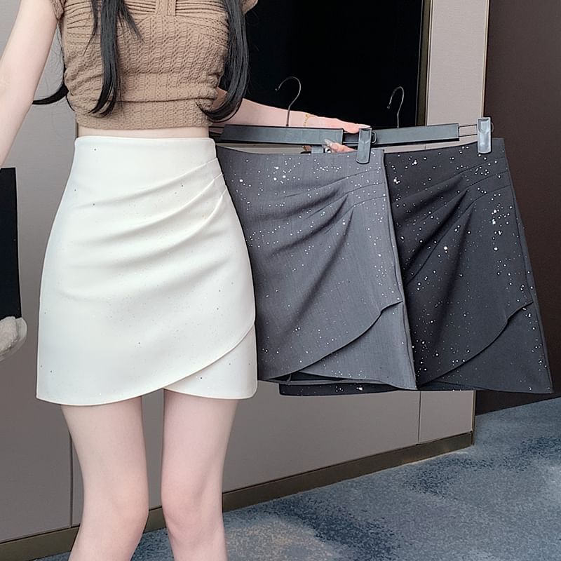 High Rise Ruched Mini Pencil Skirt