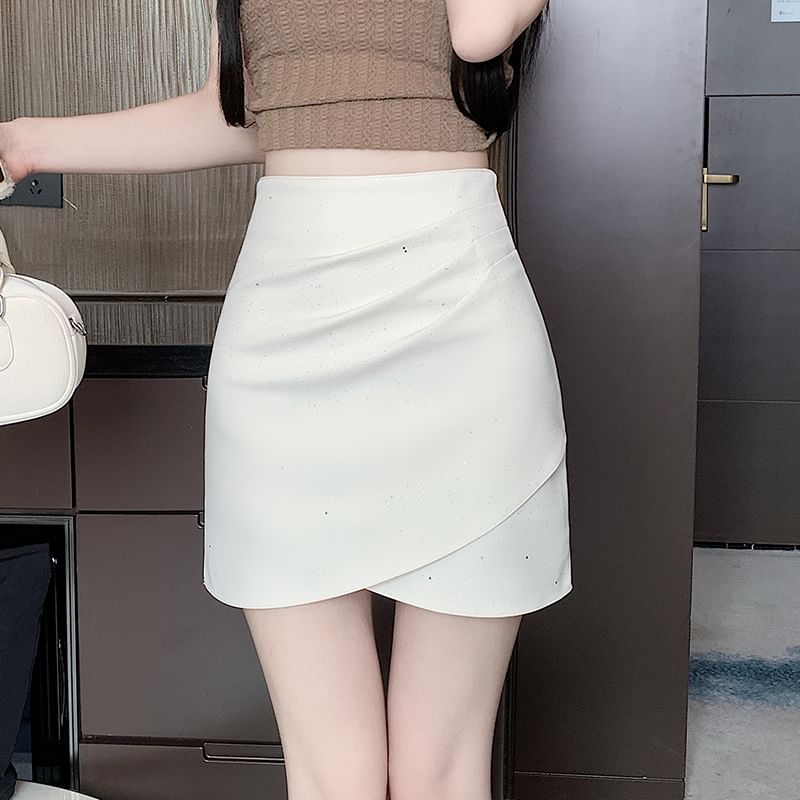 High Rise Ruched Mini Pencil Skirt