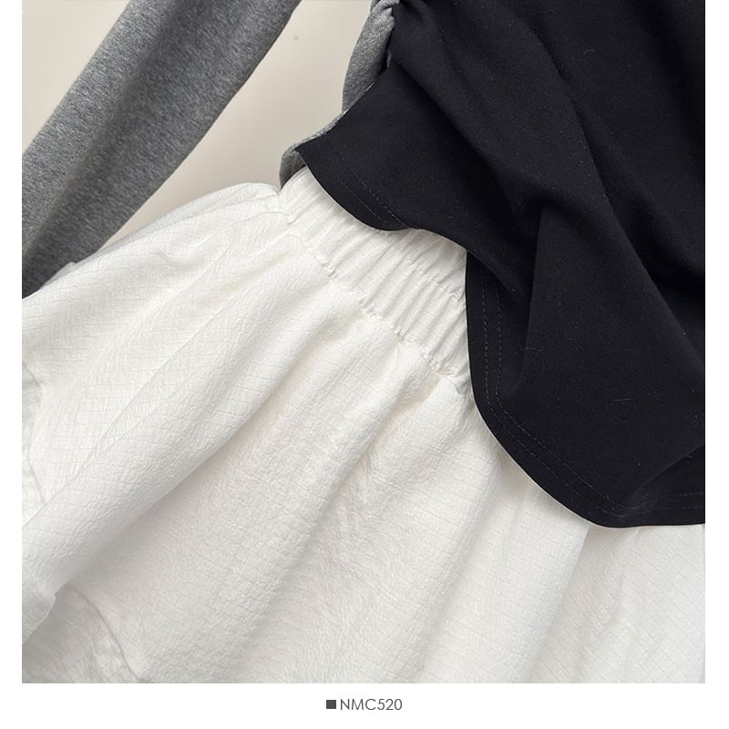 Asymmetrical Lace-Trim Mini Skirt