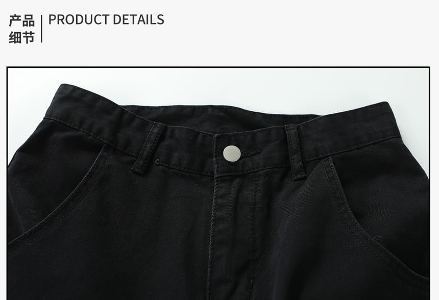 Mid Rise Plain Baggy Cargo Pants