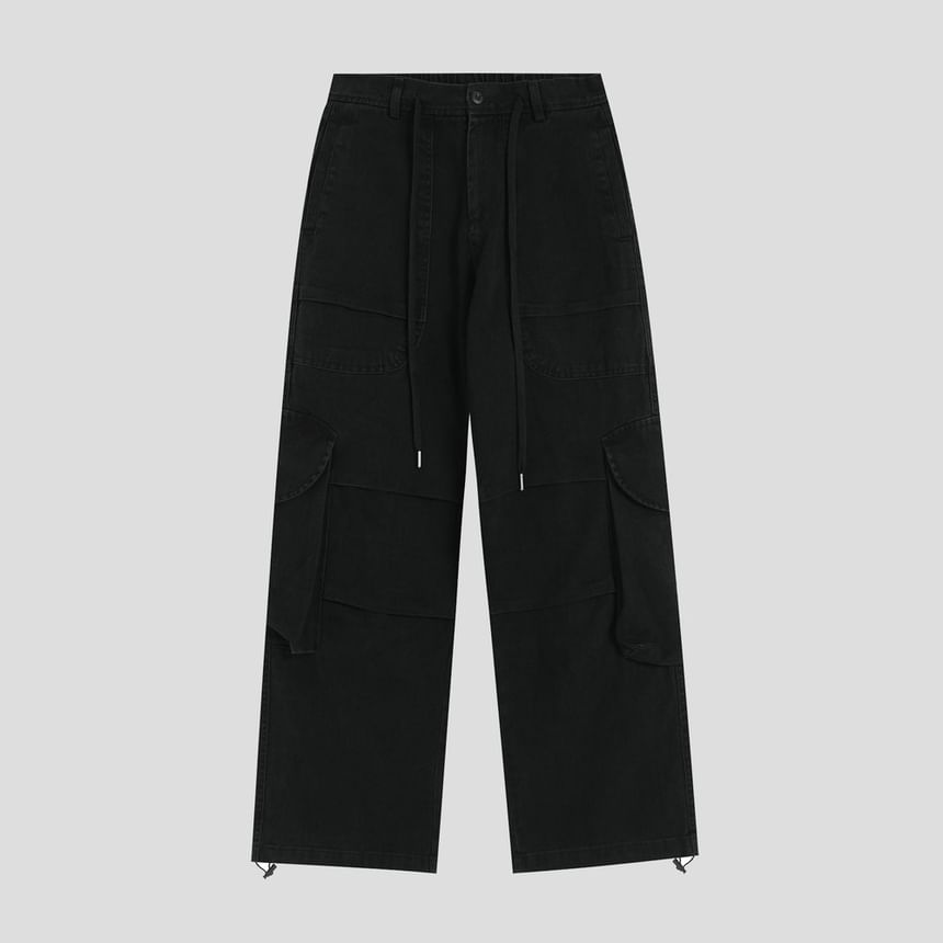 Low Waist Plain Wide Leg Cargo Pants