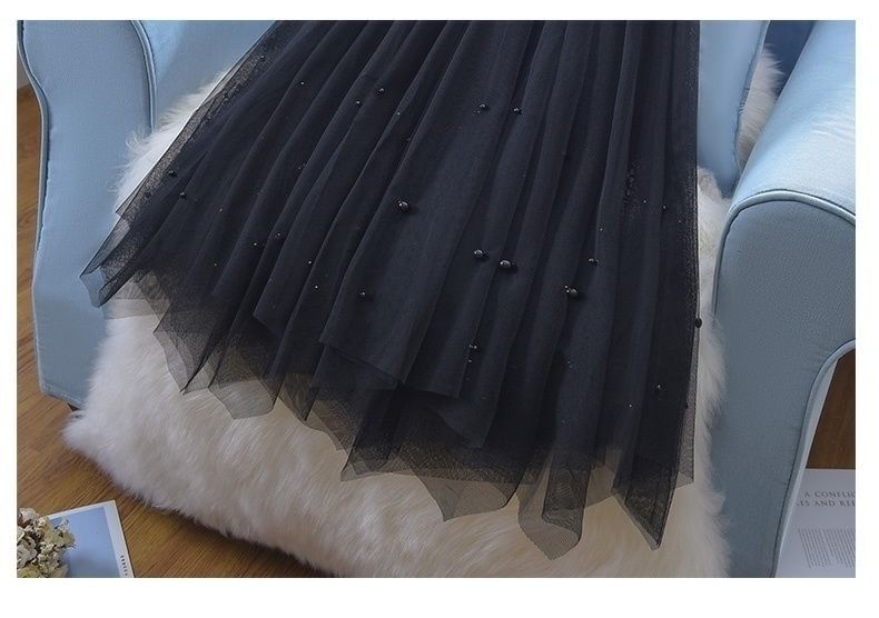 Mesh Maxi A-Line Skirt with High Rise Waist