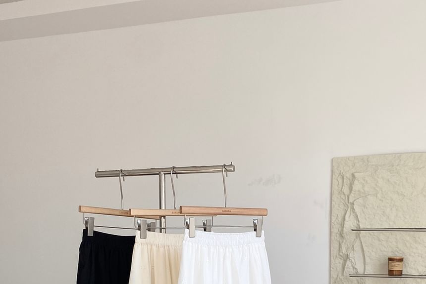 Eyelet Lace A-Line Skirt with High Waist
