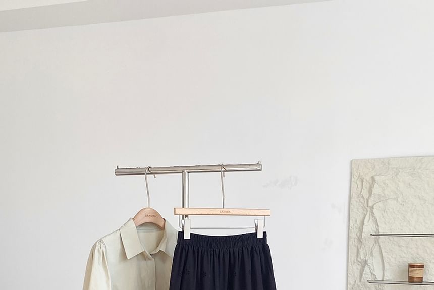 Eyelet Lace A-Line Skirt with High Waist