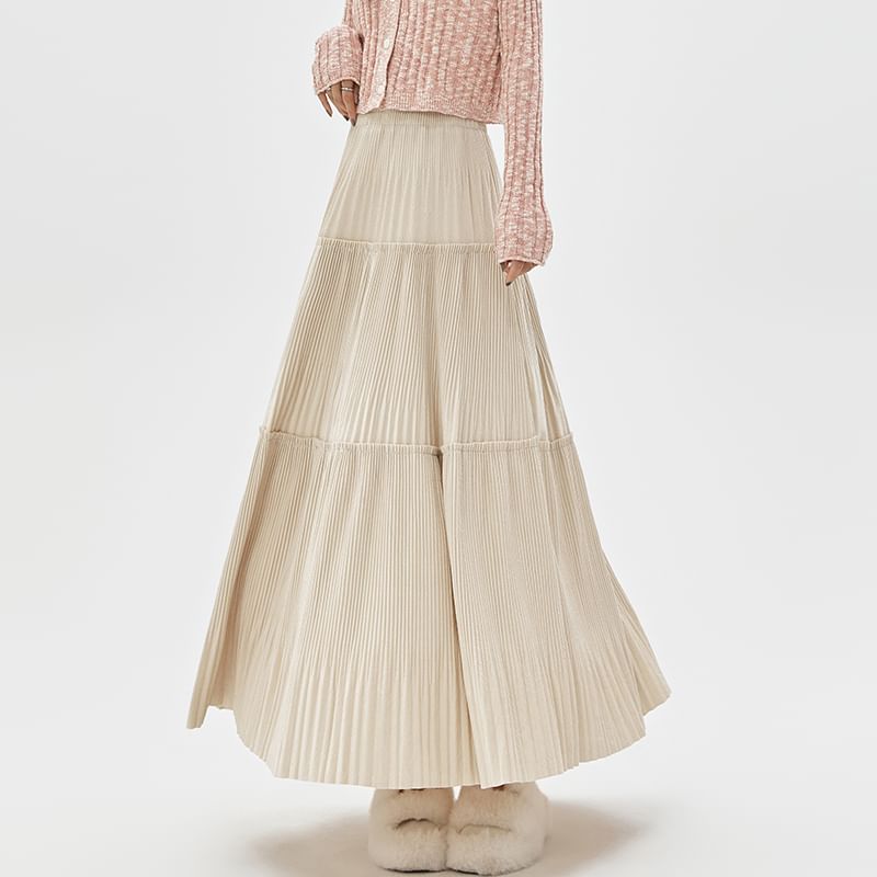 Velvet Midi A-Line Skirt High Rise