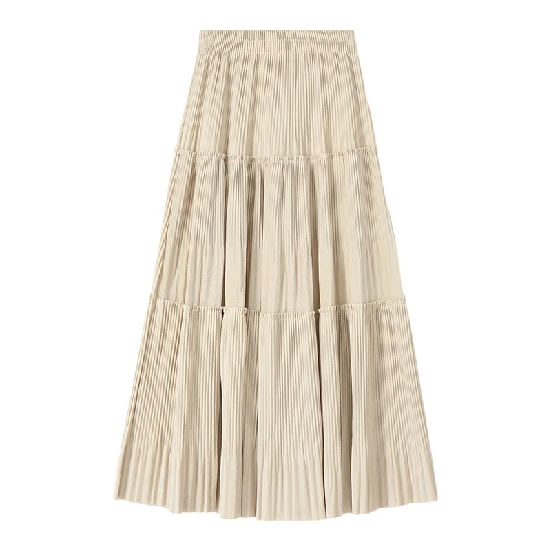 Velvet Midi A-Line Skirt High Rise