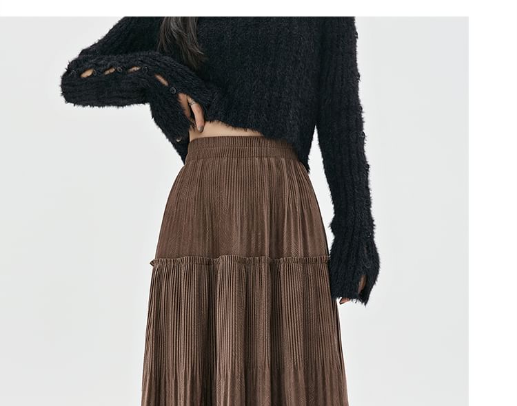 Velvet Midi A-Line Skirt High Rise