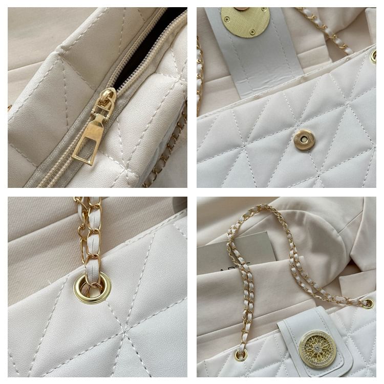 Faux Leather Quilted Shoulder Bag
