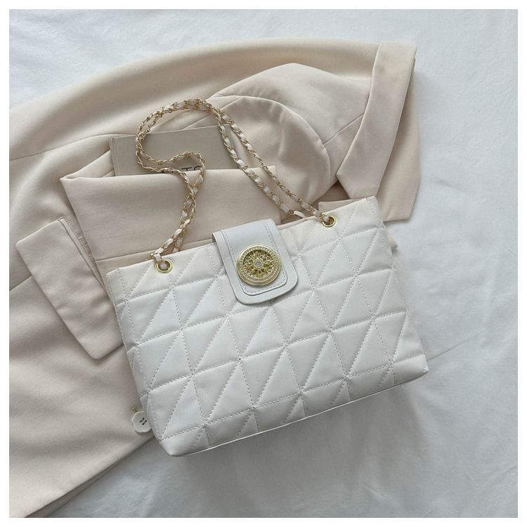 Faux Leather Quilted Shoulder Bag