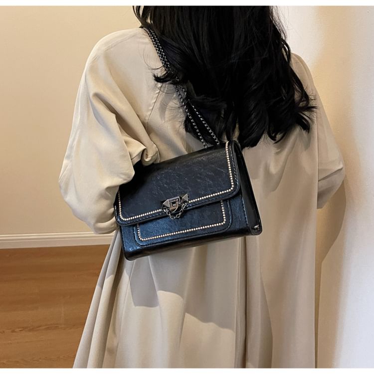 Faux Leather Flap Shoulder Bag