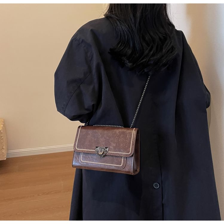 Faux Leather Flap Shoulder Bag