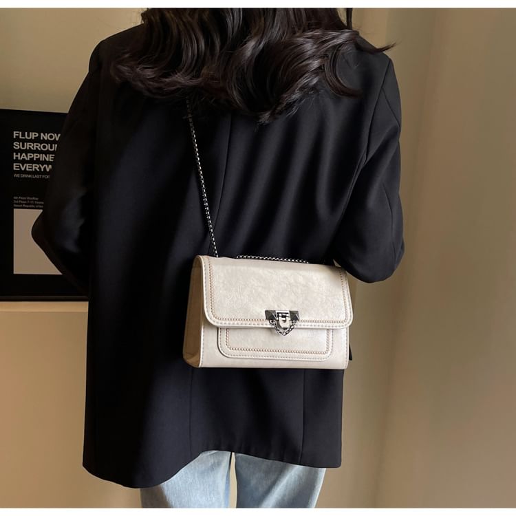 Faux Leather Flap Shoulder Bag