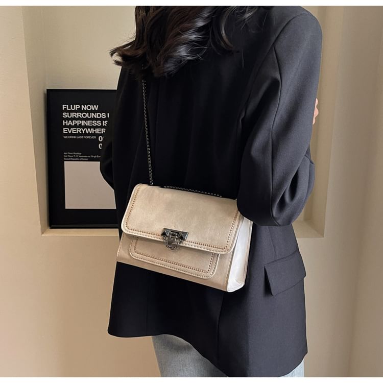 Faux Leather Flap Shoulder Bag
