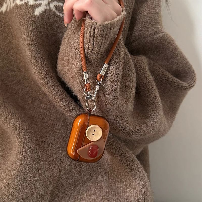 Buttoned AirPods / Pro Earphone Case Skin with Strap