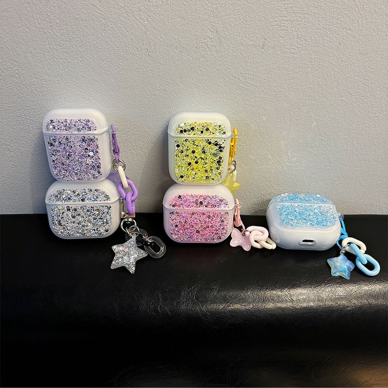 Sequined AirPods / Pro Earphone Case Skin with Charm (Various Designs)