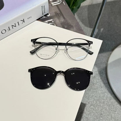Glasses Clip Sunglasses Metal Round On With