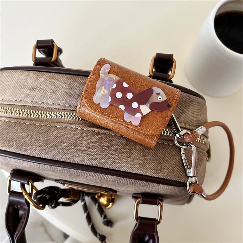 Dog Faux Leather AirPods / Pro Earphone Case Skin with Strap