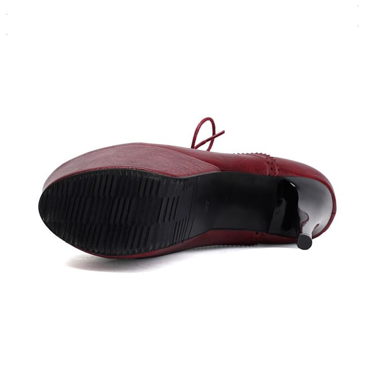 Stiletto Heel Platform Brogue Lace-Up Shoes