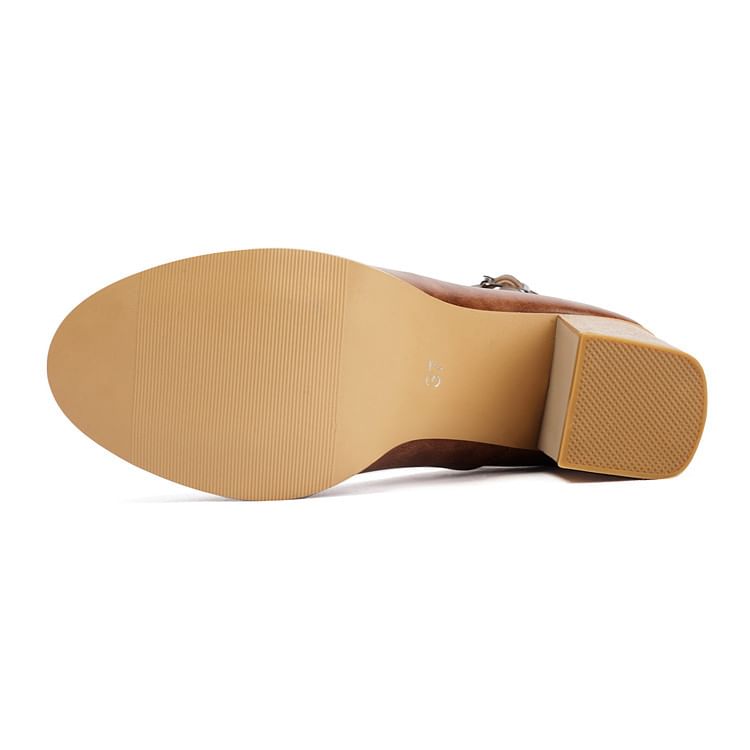 Chunky Heel Round Toe Mary Jane Pumps