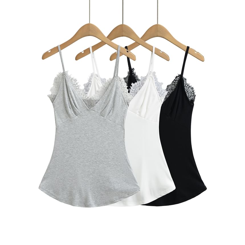 Slim-Fit Lace Trim V-Neck Camisole