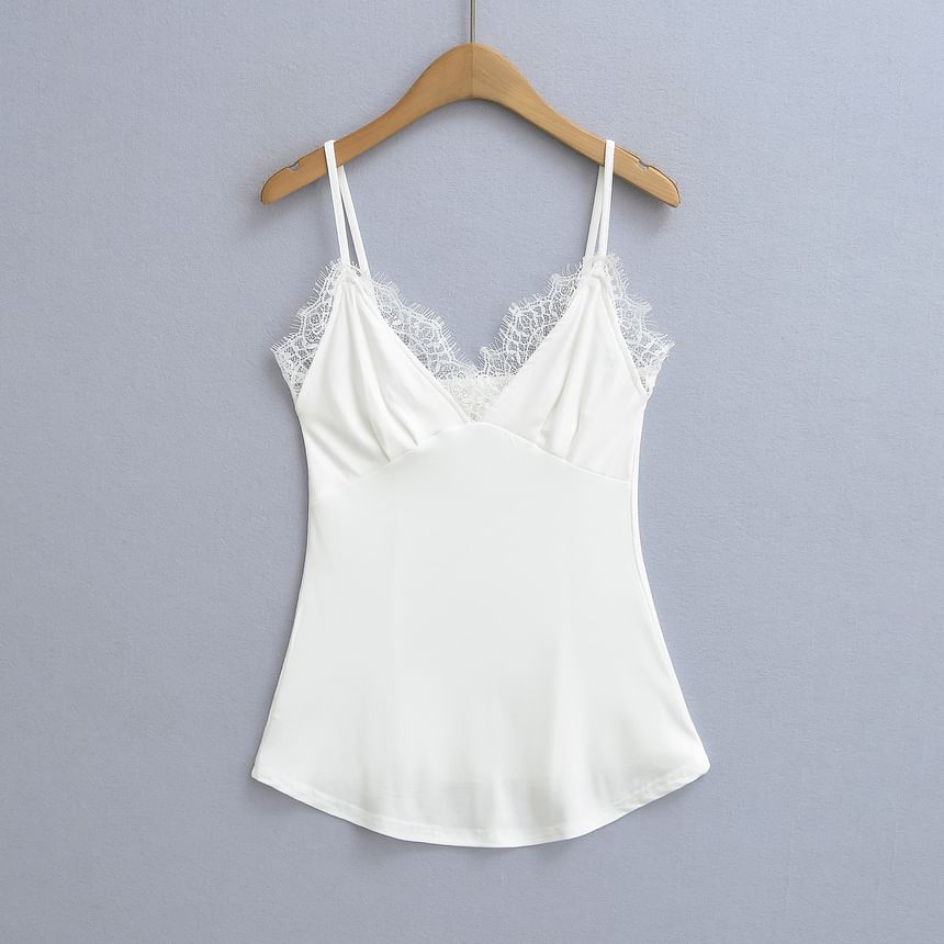 Slim-Fit Lace Trim V-Neck Camisole