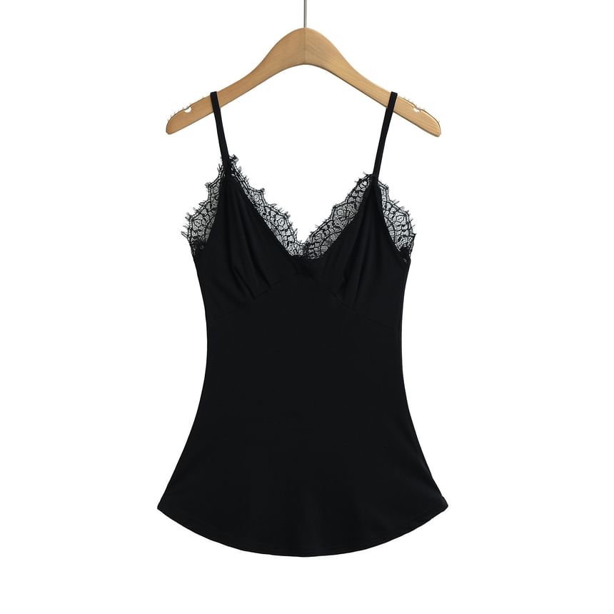 Slim-Fit Lace Trim V-Neck Camisole