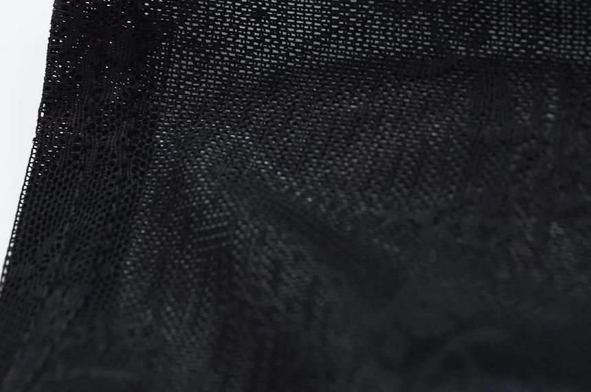 Mesh Lace-Trimmed Slim Cropped Camisole Top