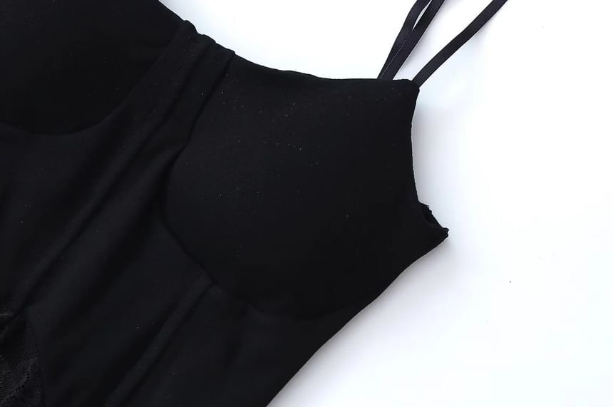 Ruffled Lace-Trimmed Spaghetti Strap Slim Camisole