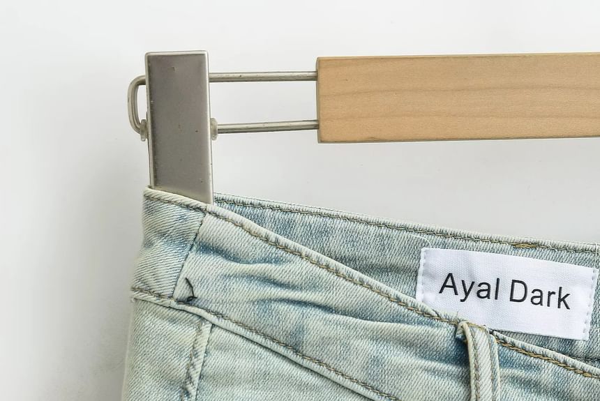 Low Waist Washed Mini Denim Shorts