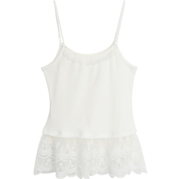 Slim-Fit Lace-Panel Cami Top