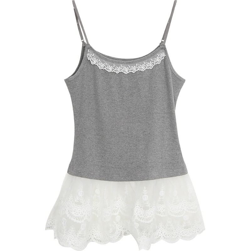 Slim-Fit Lace-Panel Cami Top