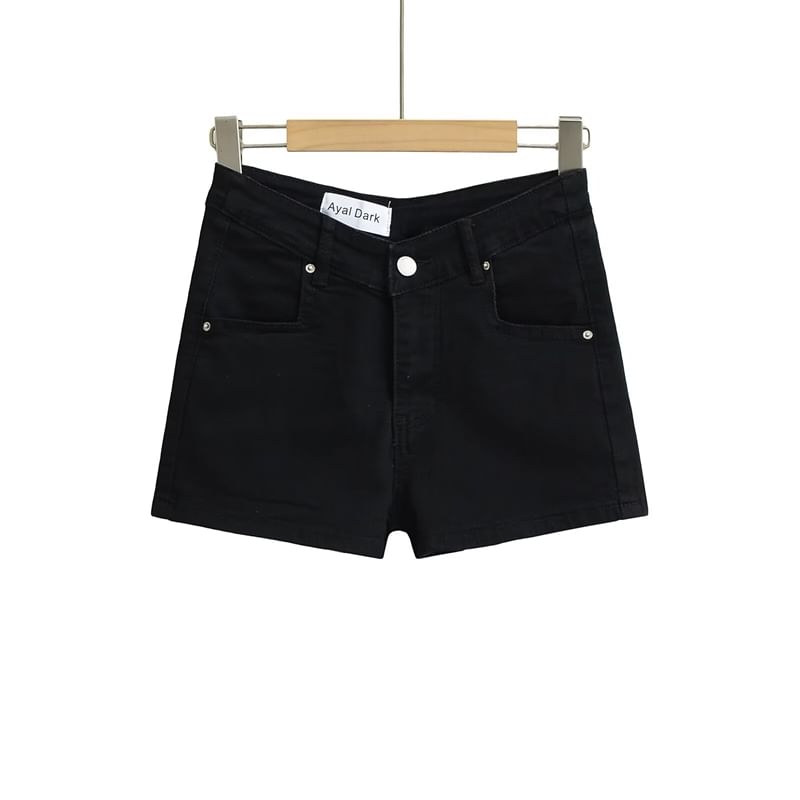Low Rise Washed Denim Hot Pants