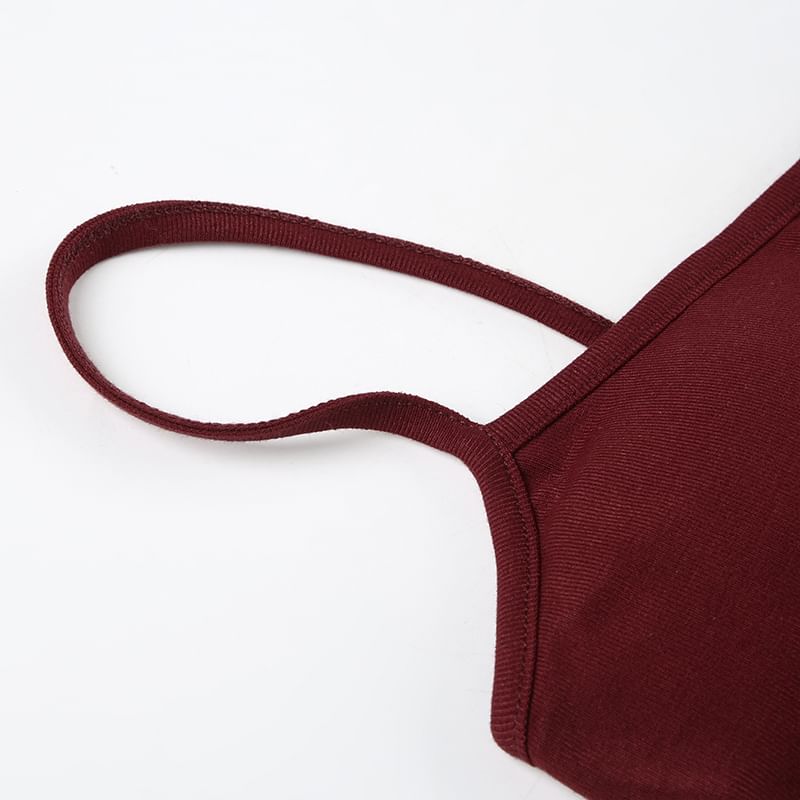 Cutout Lace-Panel Scoop Neck Cropped Camisole