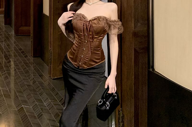 Lace Trim Bustier Top