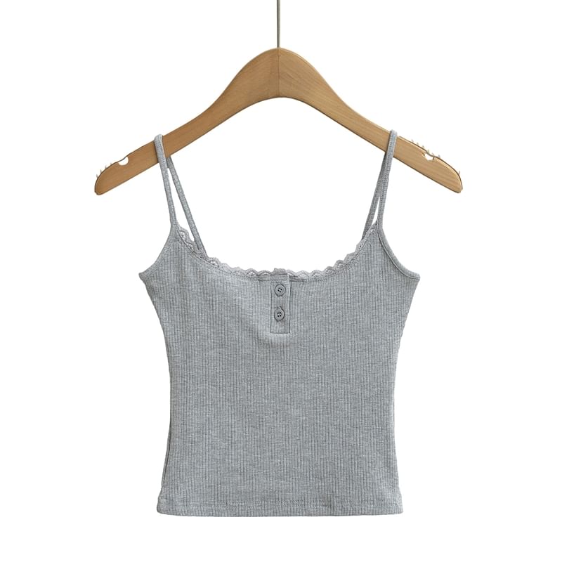 Lace-Trimmed Knit Camisole Crop Top