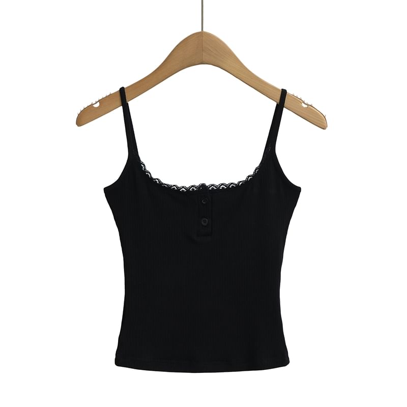 Lace-Trimmed Knit Camisole Crop Top