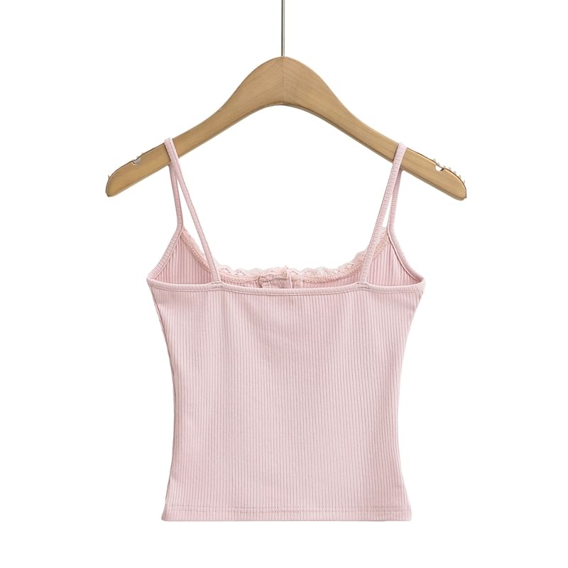Lace-Trimmed Knit Camisole Crop Top