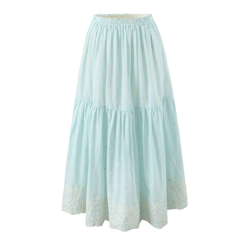 Sleeveless Lace Crop Top & High-Rise A-Line Maxi Skirt