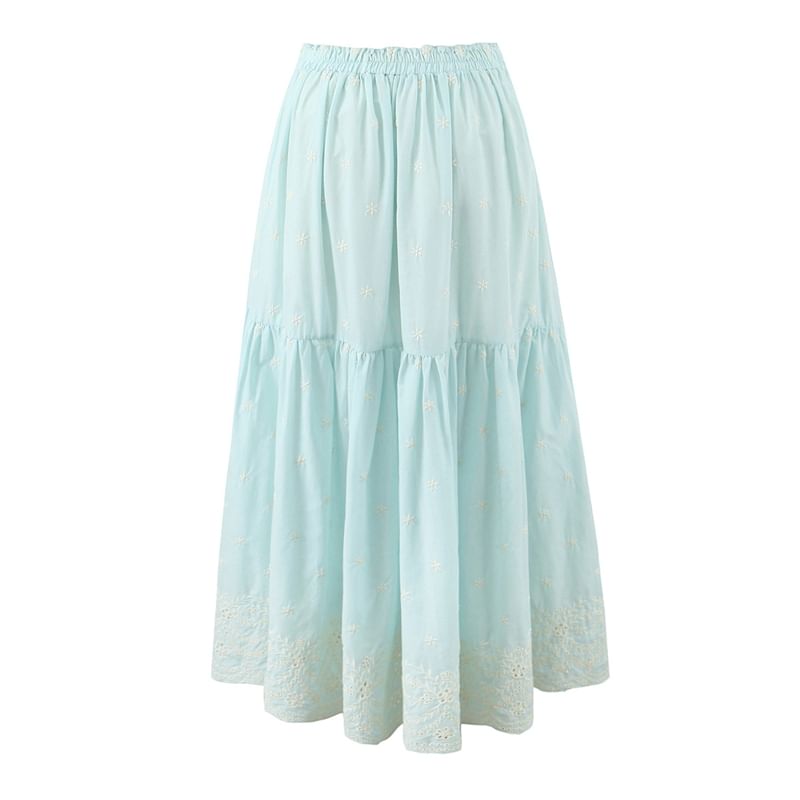 Sleeveless Lace Crop Top & High-Rise A-Line Maxi Skirt