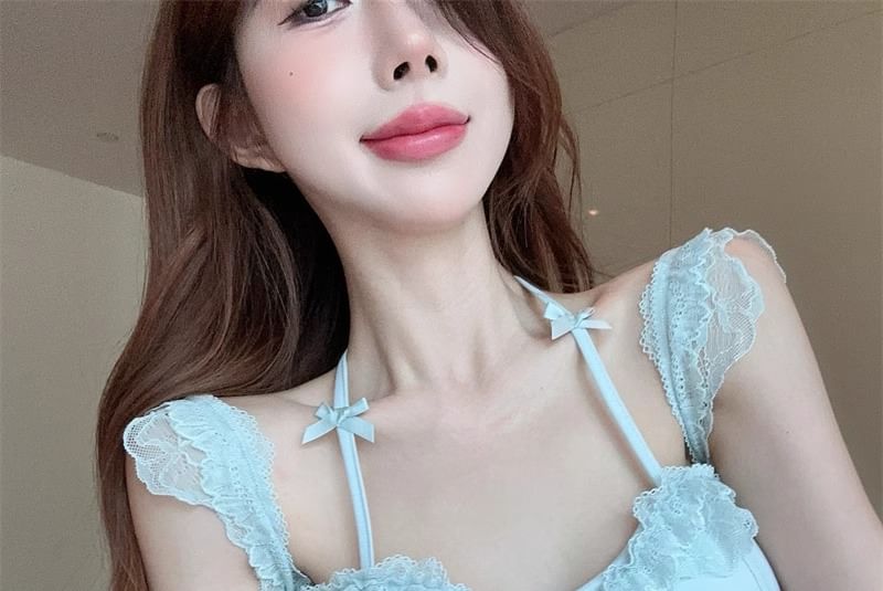 Halter Lace Strap Bra Top