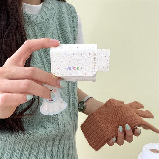 Lettering Faux Leather AirPods / Pro Earphone Case Skin with Dog Charm