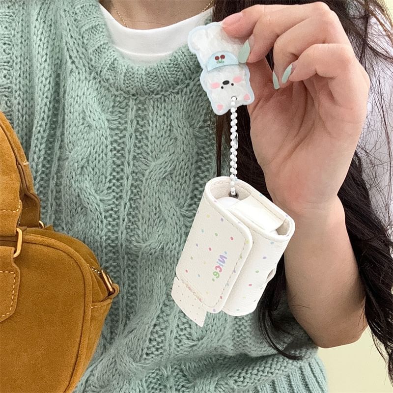 Lettering Faux Leather AirPods / Pro Earphone Case Skin with Dog Charm