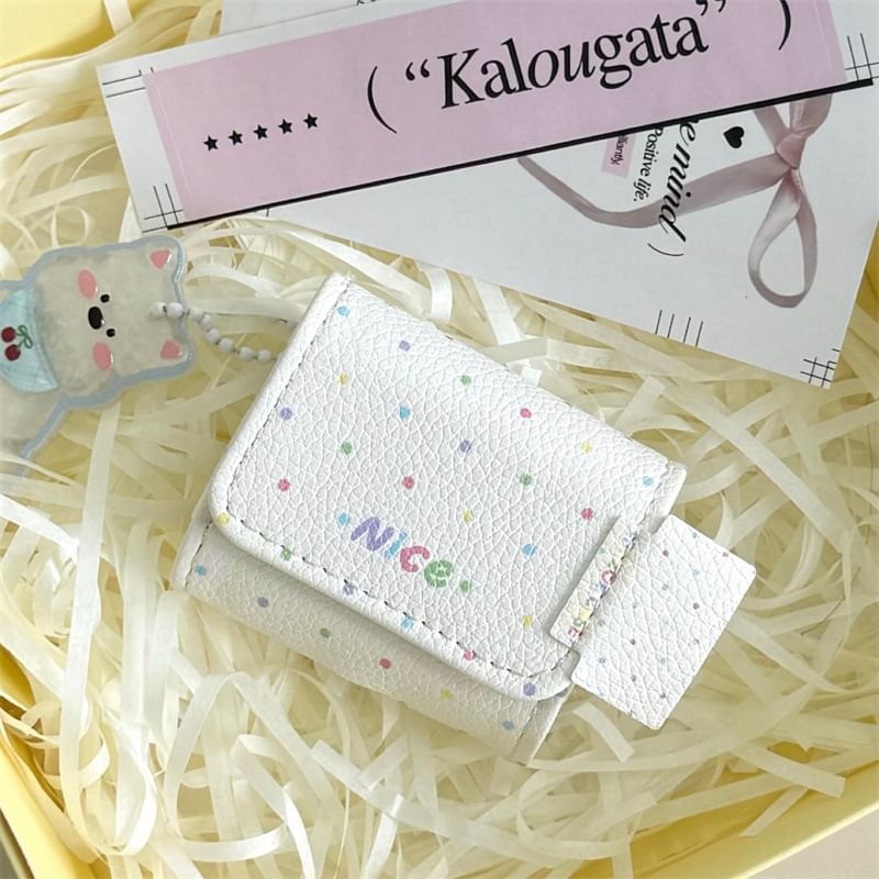 Lettering Faux Leather AirPods / Pro Earphone Case Skin with Dog Charm