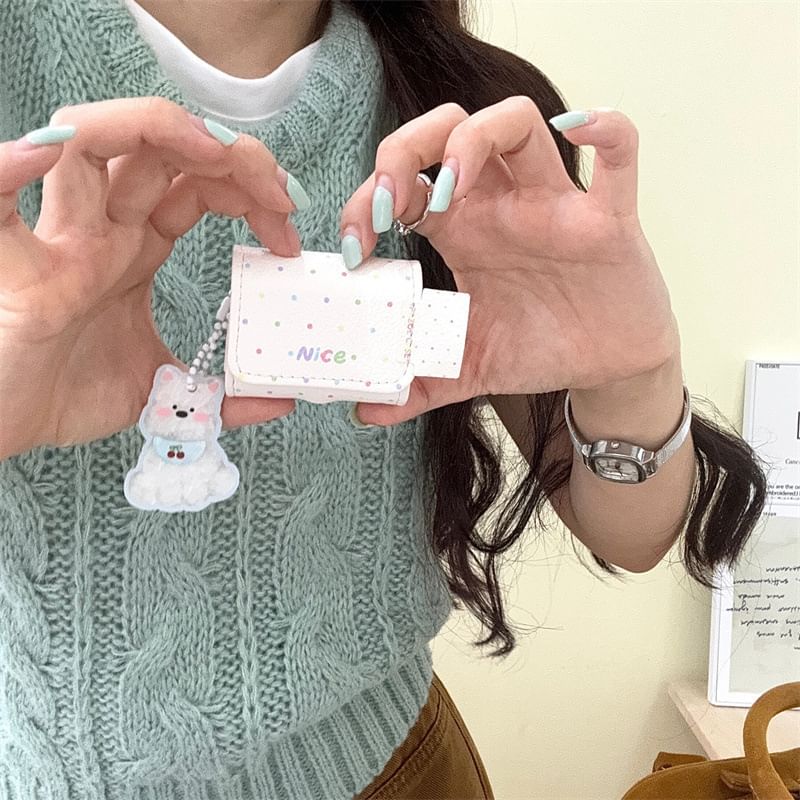 Lettering Faux Leather AirPods / Pro Earphone Case Skin with Dog Charm