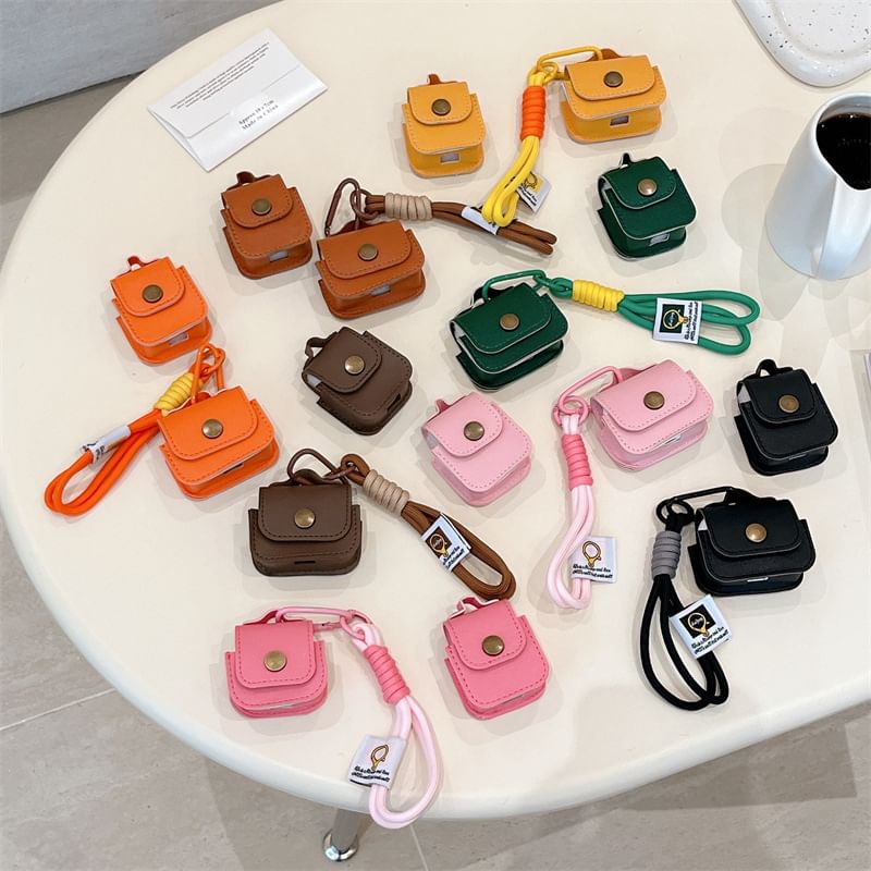 Faux Leather AirPods / Pro Earphone Case Skin with Strap