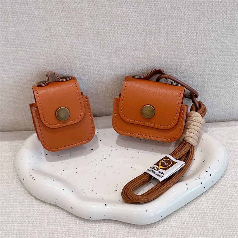 Faux Leather AirPods / Pro Earphone Case Skin with Strap