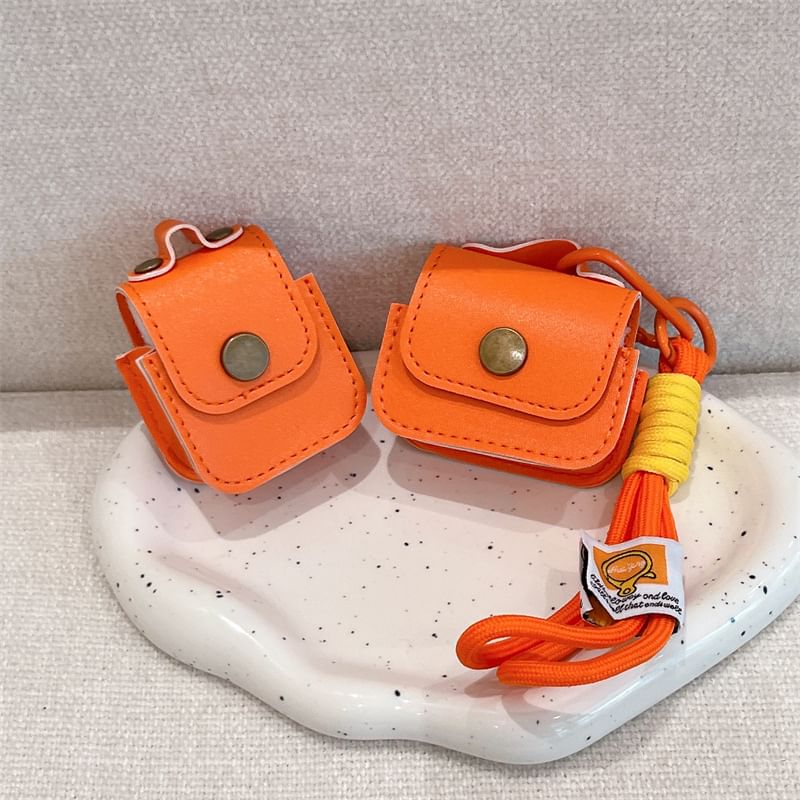 Faux Leather AirPods / Pro Earphone Case Skin with Strap
