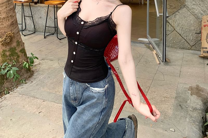 Lace Trim V-Neck Camisole