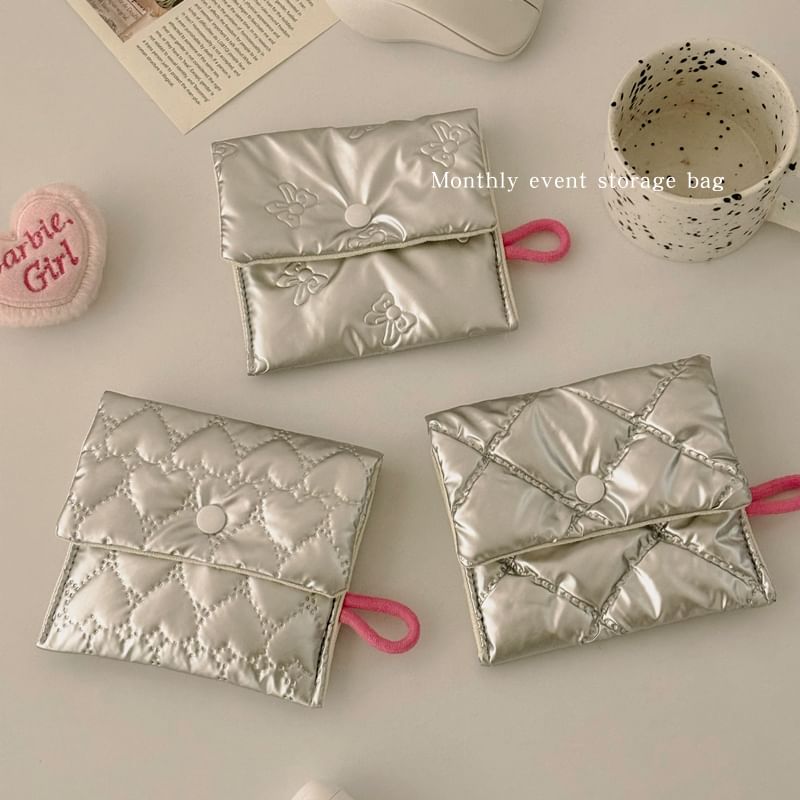 Bow / Heart Faux Leather Sanitary Pouch / Coin Purse (Various Designs)