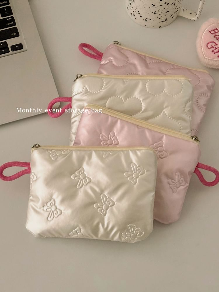 Bow / Heart Faux Leather Sanitary Pouch / Coin Purse (Various Designs)
